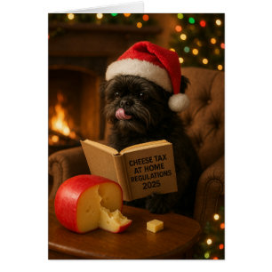 Carte de Noël 'Taxe sur le fromage' Affenpinscher