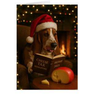 Carte de Noël 'Taxe sur le fromage' Basset Hound