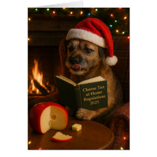 Carte de Noël 'Taxe sur le fromage' Border Terrier