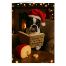 Carte de Noël 'Taxe sur le fromage' Boston Terrier