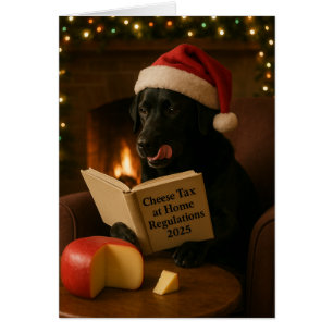 Carte de Noël 'Taxe sur le fromage' Labrador noir