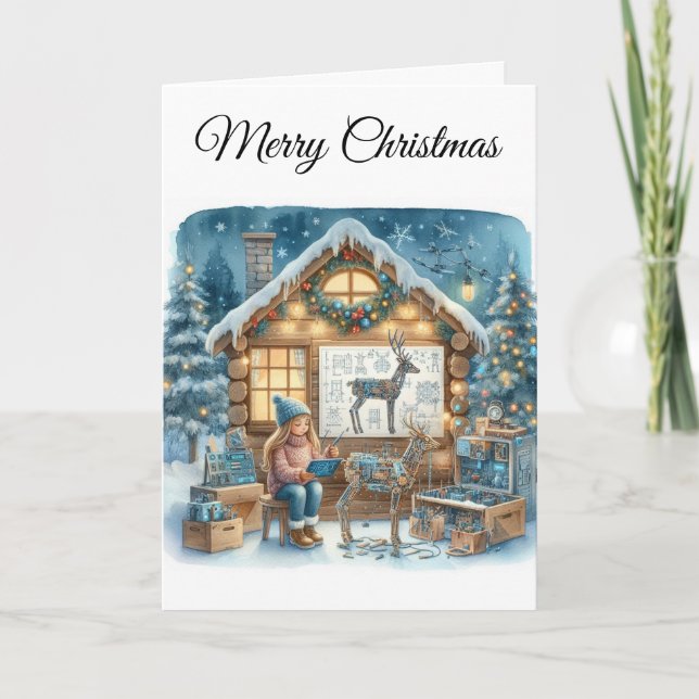 Carte de Noël tech pour filles Christmas STEM (Devant)