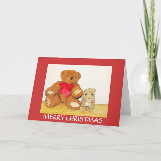 Carte de Noël Teddy Bear et Lion Cub (Devant)