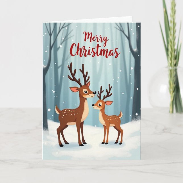Carte de Noël Tendres Créatures de la Forêt (Devant)