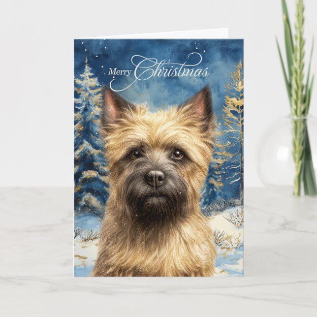 Carte de Noël Terrier Cairn Bois Forêt (Devant)