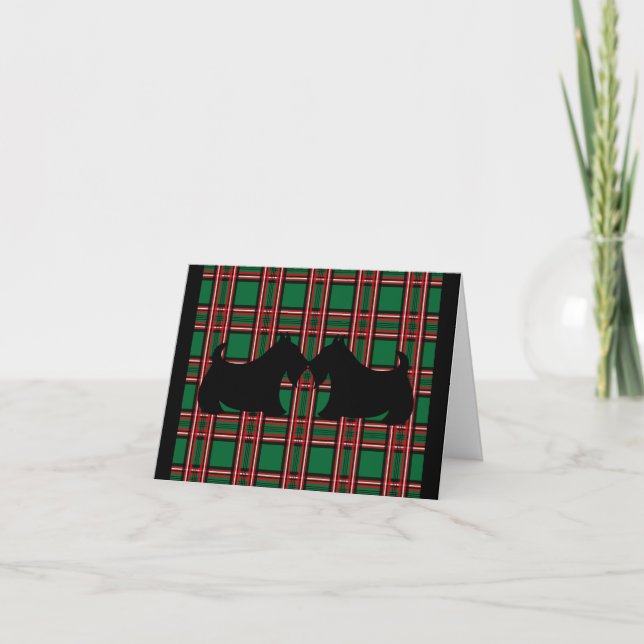 Carte de Noël Terrier Écossais Plaid Chien Scotty (Devant)
