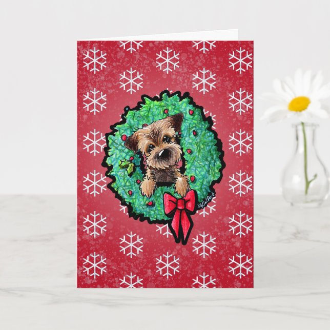 Carte de Noël Terrier KiniArt™ (Petite plante)