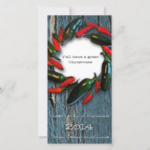 Carte de Noël Texas Hot Pepper Wire Blue Wood