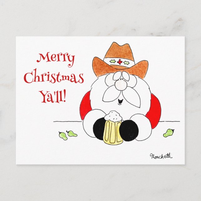 Carte de Noël Texas Santa Ya'll (Devant)