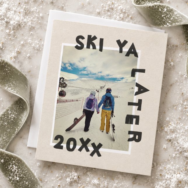 Carte de Noël Thème Ski Unique Hiver Photo  (Ski Theme Unique Winter Christmas Photo Holiday Card)