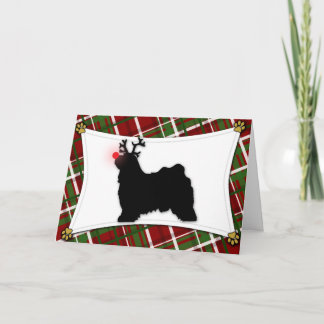 Carte de Noël Tibétaine Terrier Reindeer