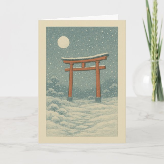 Carte de Noël Torii en neige (Devant)