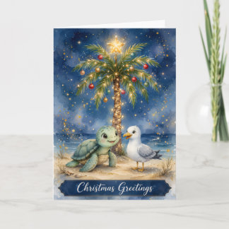 Carte de Noël Tortue de Mer - Vœux de Noël