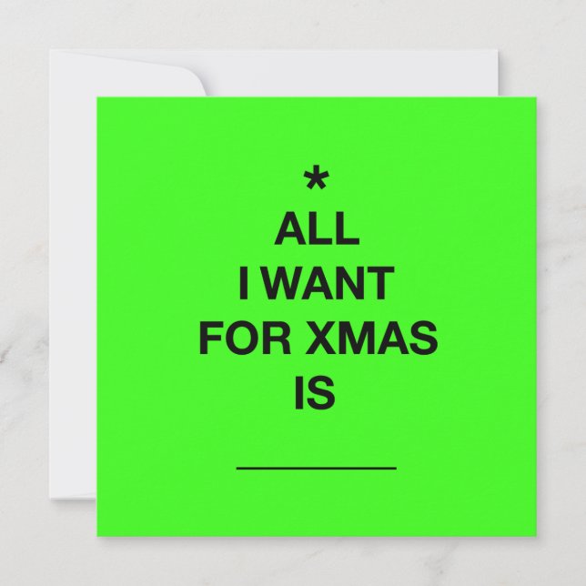 Carte de Noël "Tout ce que je veux" - Vert (Devant)