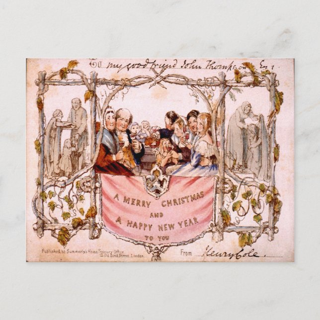 Carte de Noël toute première, Angleterre 1846 (Devant)