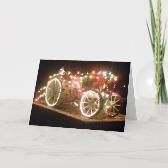 Carte de Noël "Tracteur Holly-Jolly" (Devant)