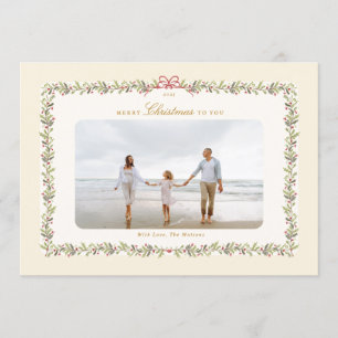 carte de noël traditionnelle avec ruban botanique