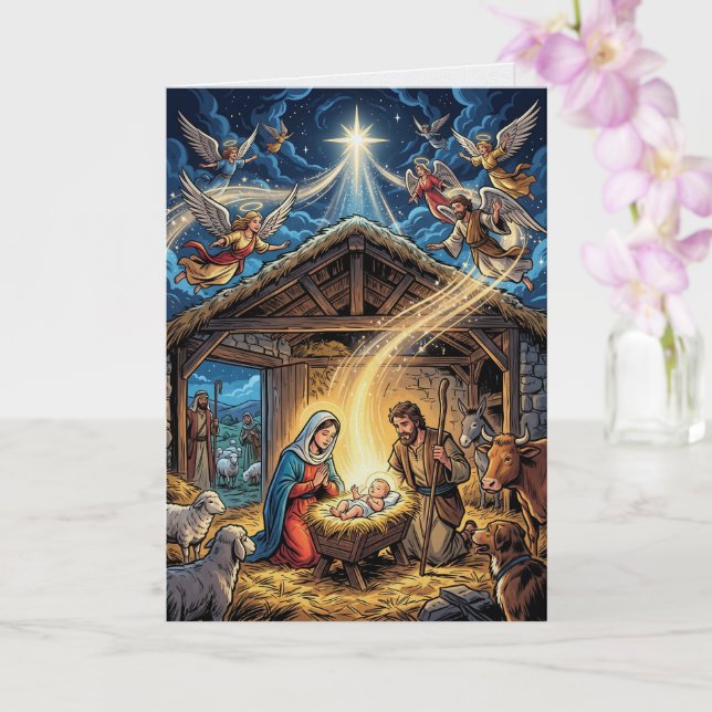 Carte de Noël traditionnelle de la Crèche (Orchidée)