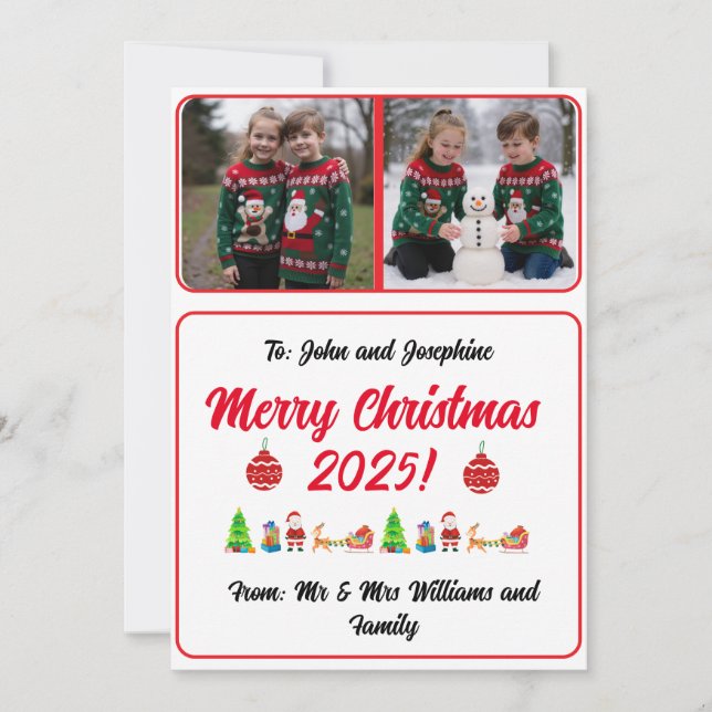 Carte de Noël traditionnelle personnalisable avec  (Devant)