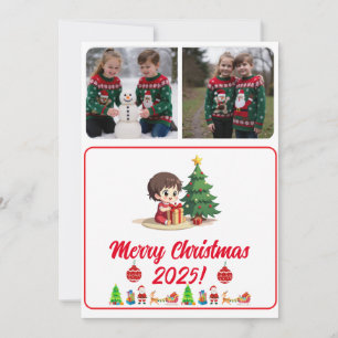 Carte de Noël traditionnelle personnalisée avec 2