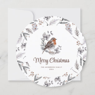 Carte de Noël traditionnelle Robin Bird Joyeux