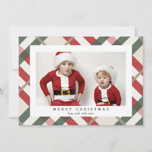 Carte de Noël traditionnelle rouge et verte à carr