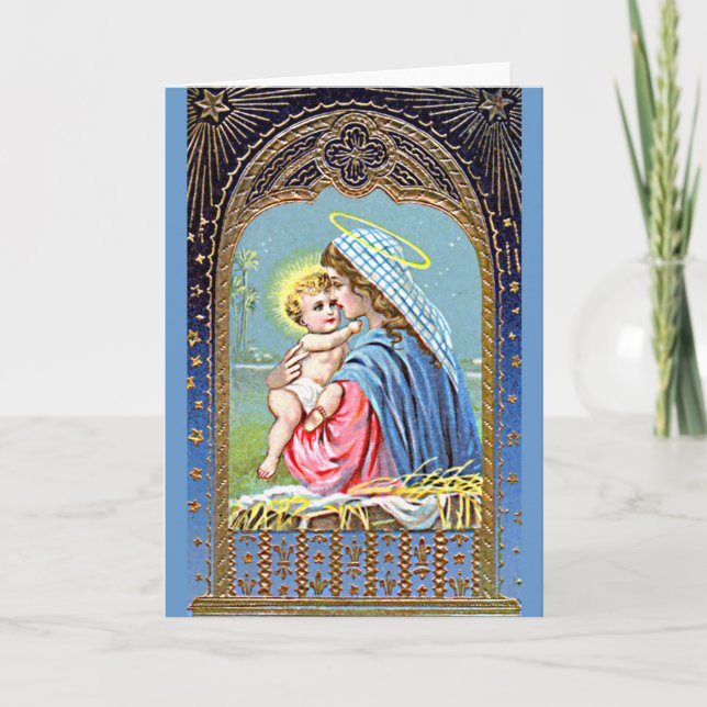 Carte de Noël traditionnelle victorienne, Mary et  (Devant)