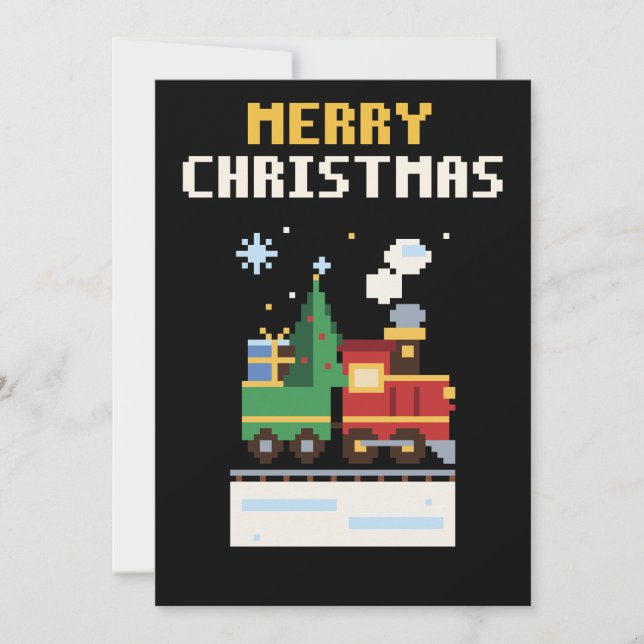 Carte de Noël Train Pixel Art (Devant)