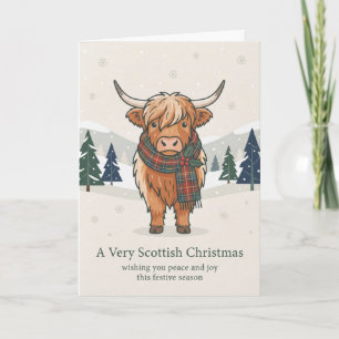 Carte de Noël très écossaise de vache des Highland
