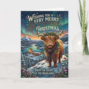 Carte de Noël très joyeuse de vache des Highlands