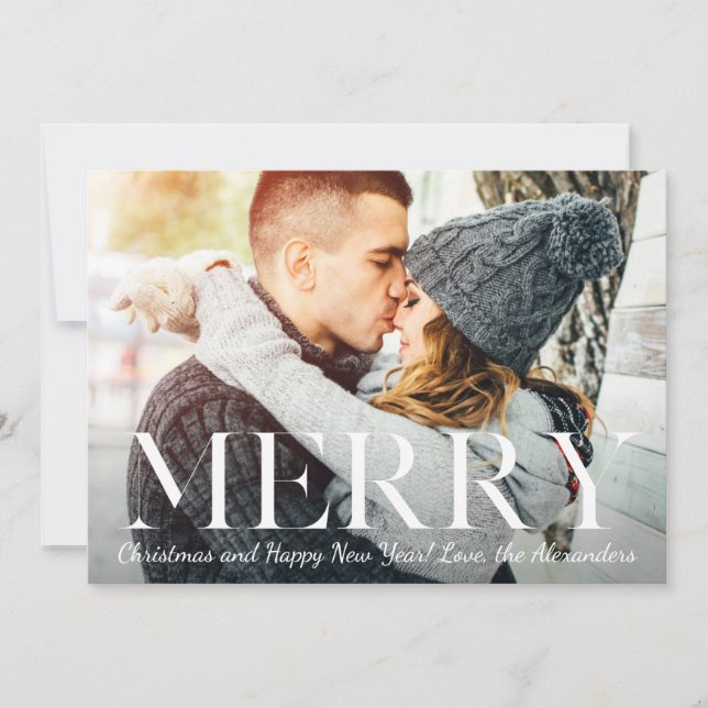 Carte de Noël très joyeuse et rustique avec photo (Devant)