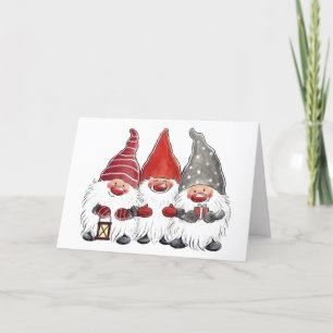 Carte de Noël - Trois Gnomes de Noël