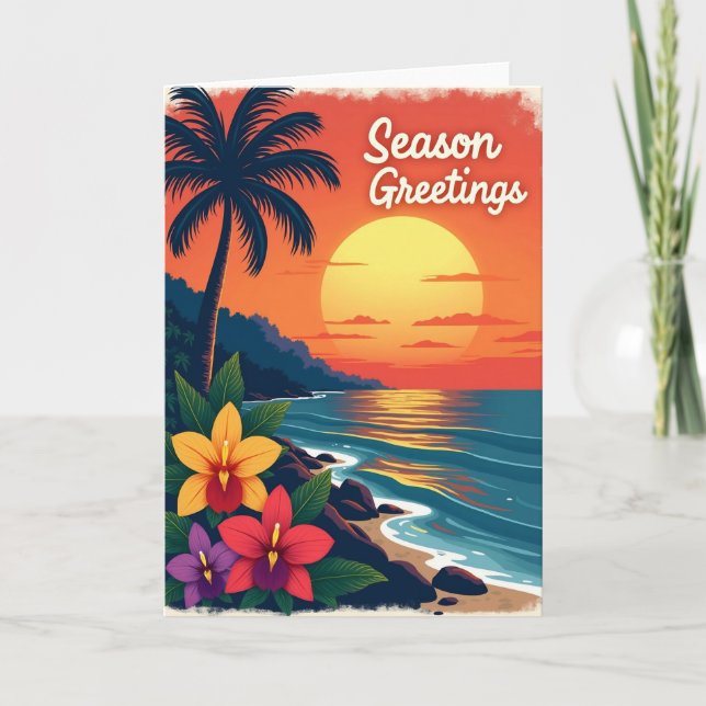 Carte de Noël Tropical Christmas Glow (Devant)