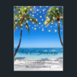 Carte de Noël Tropical Coastal Beach<br><div class="desc">Carte de Noël Tropical Coastal Beach - dispose d'une magnifique plage tropicale,  avec des lumières à cordes brillantes et une jolie typographie de script. La Carte postale de Noël fait partie d'une collection.</div>