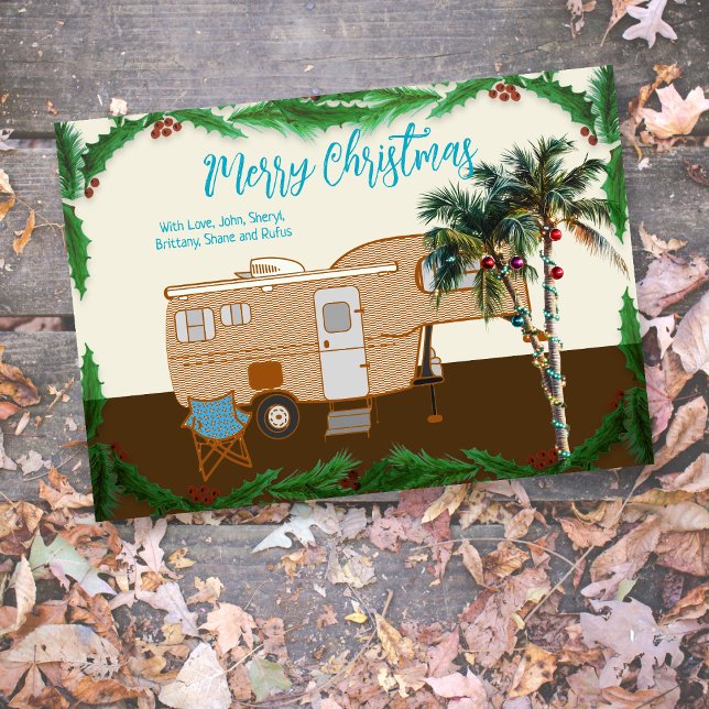 Carte de Noël Tropical Fifth Wheel Camper RV (Créateur téléchargé)
