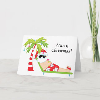 Carte de Noël Tropical/Palm Tree Santa Claus