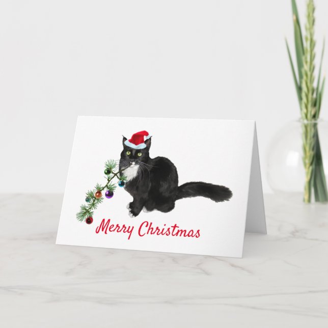 Carte de Noël Tuxedo Cat Tree (Devant)