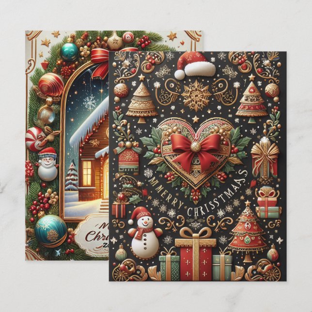 Carte de Noël unique bien conçue (Devant / Derrière)