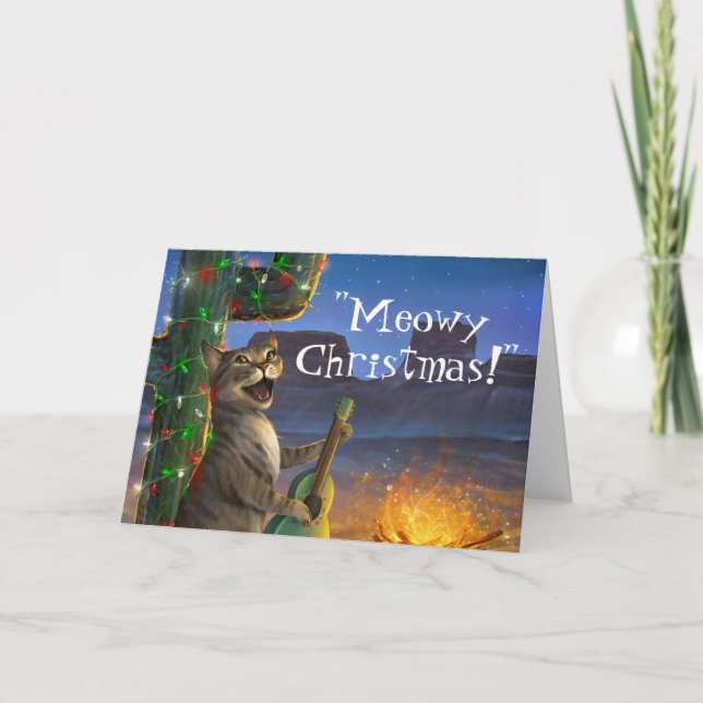 Carte de Noël unique et drôle avec un chat pour le (Devant)