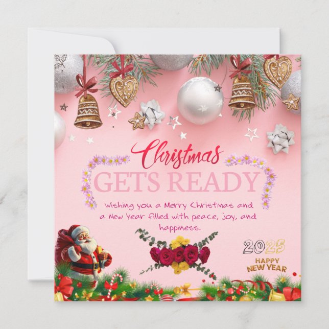 Carte de Noël unique et joyeuse pour la famille et (Devant)
