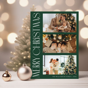Carte de Noël unique multi photo rouge merry