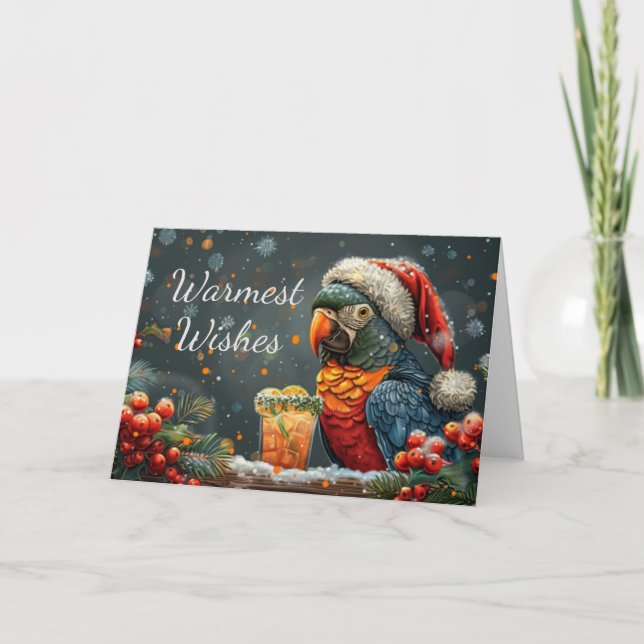 Carte de Noël vacances d'hiver de perroquet tropic (Devant)