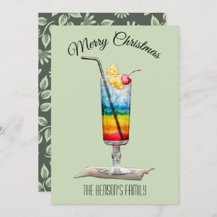 Carte de Noël verte Cocktail
