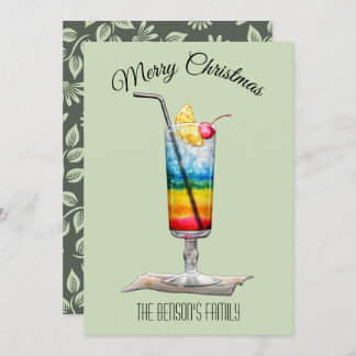Carte de Noël verte Cocktail
