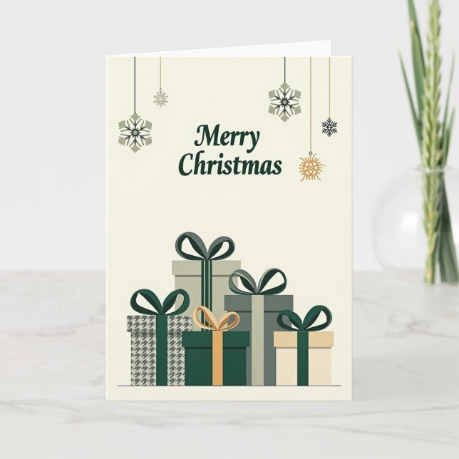 Carte de Noël verte élégante (Devant)