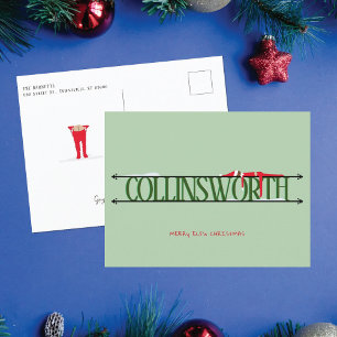 Carte de Noël verte Elf Shenanigans