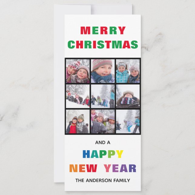 Carte de Noël verticale - Joyeux Noël arc-en-ciel (Devant)