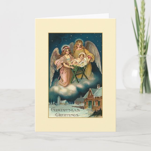 Carte de Noël Victorian Angels and Baby Jesus (Devant)