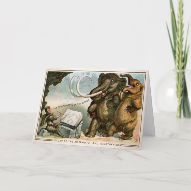 Carte de Noël Victorian Mammoth et Dinotherium (Devant)