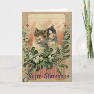 Carte de Noël victorienne de chaton